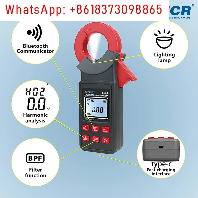 New ETCR6640 AC 0.00mA-300A Φ40mm Clamp Leakage Current Meter CT Technology  Lithium Battery Multifunctional Anti Interference