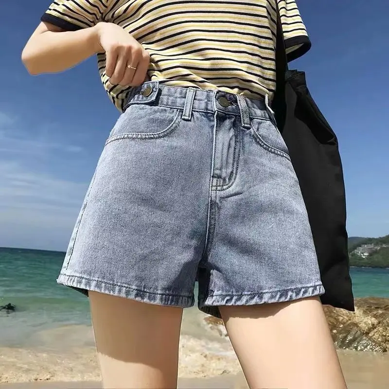 High Waisted Loose Denim Shorts for Women 2024 Summer Wide Leg Jeans Casual Washed Straight Leg Denim Shorts