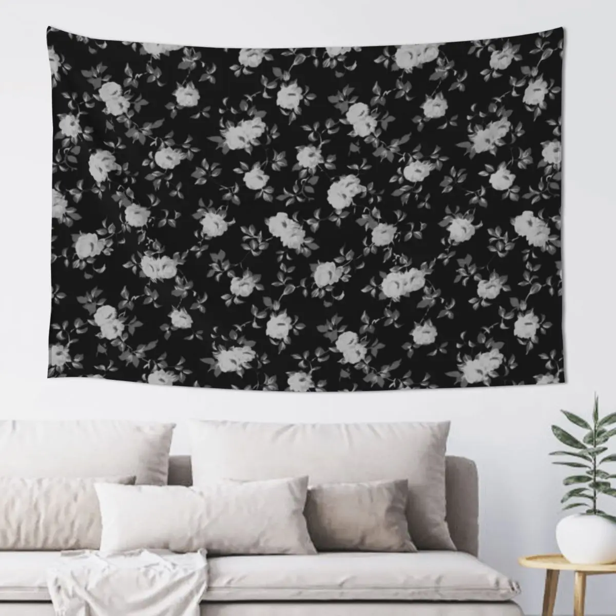 

Chic vintage black and white floral pattern Tapestry Cute Room Decor Wall Deco Aesthetic Room Decors Tapestry