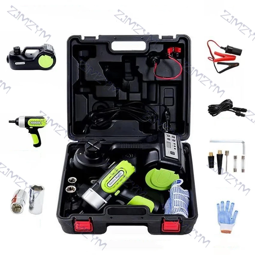 5T Car Electric Jack Kit Hydraulic Car Jack Electric Hydraulic Jack Set with Impact Wrench And Inflator Pump DC12V 180W 15A 36CM