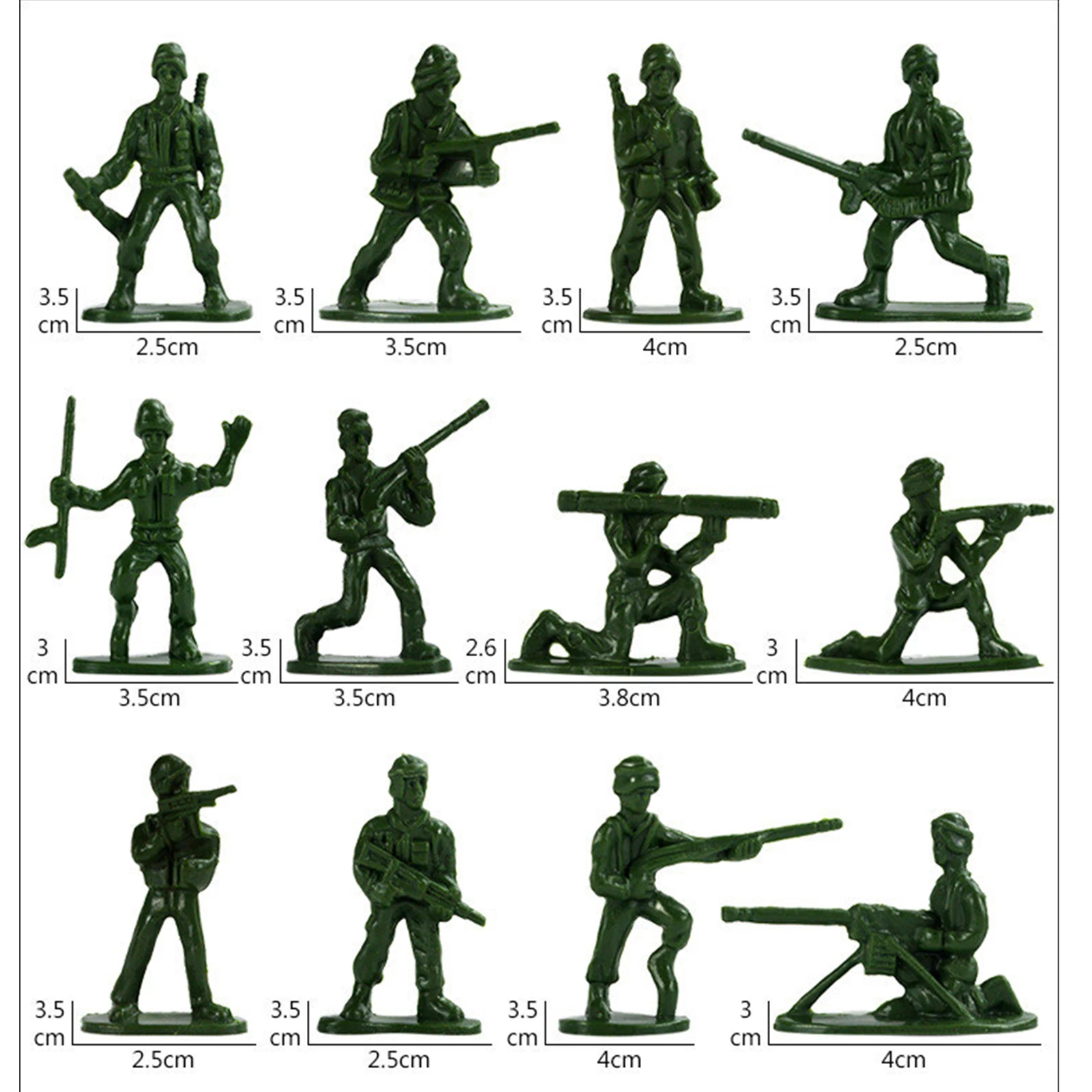 دلو مجموعة المعركة العسكرية 3 ألوان اختيارية لعبة جنود الجيش في 12 تصميم شخصيات الحركة للرجال في الجيش #5