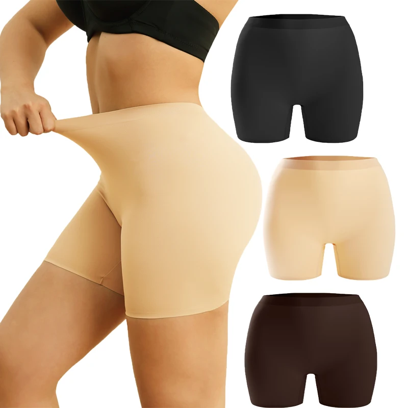 ملابس داخلية قصيرة للنساء بدون خياطة وناعمة عالية الخصر، سراويل قصيرة للتحكم في البطن، ملابس داخلية لتنحيف الجسم
