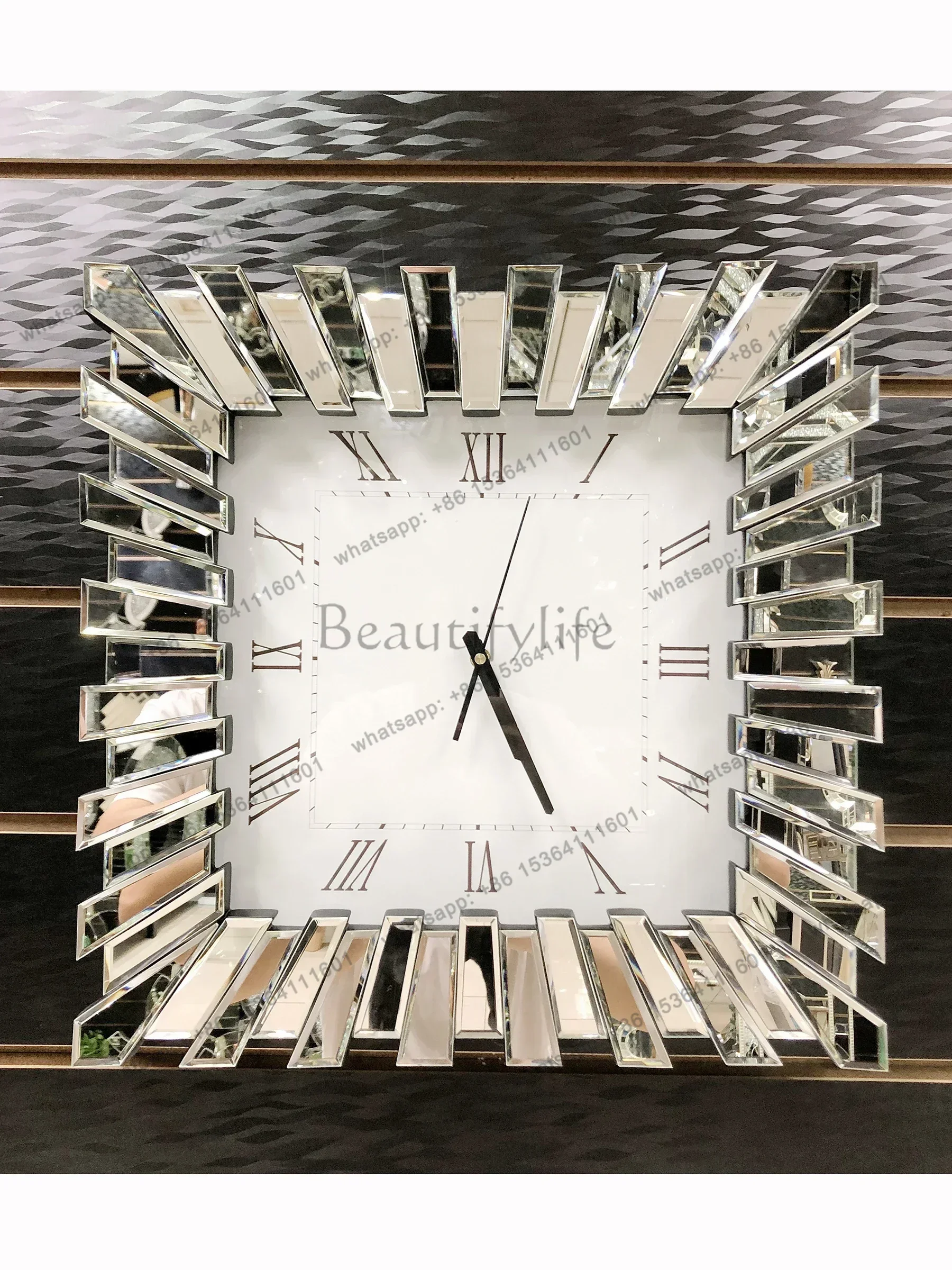 jj4  Fashionable Restaurant Home Light Luxury Decorative Clock Creative Mirror Sticker Silent Clock Sun Movement