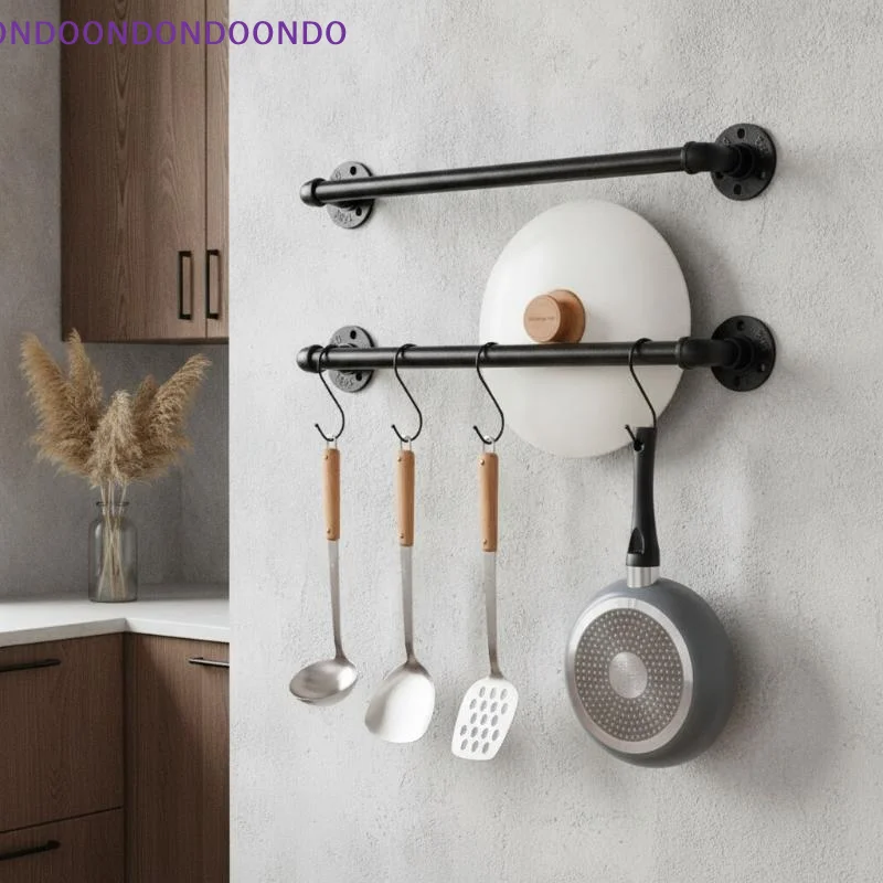Wall Mounted Metal Coffee Cup Holder 6 Hooks Rustic Black For Kitchen Restaurant Coffee Bar
