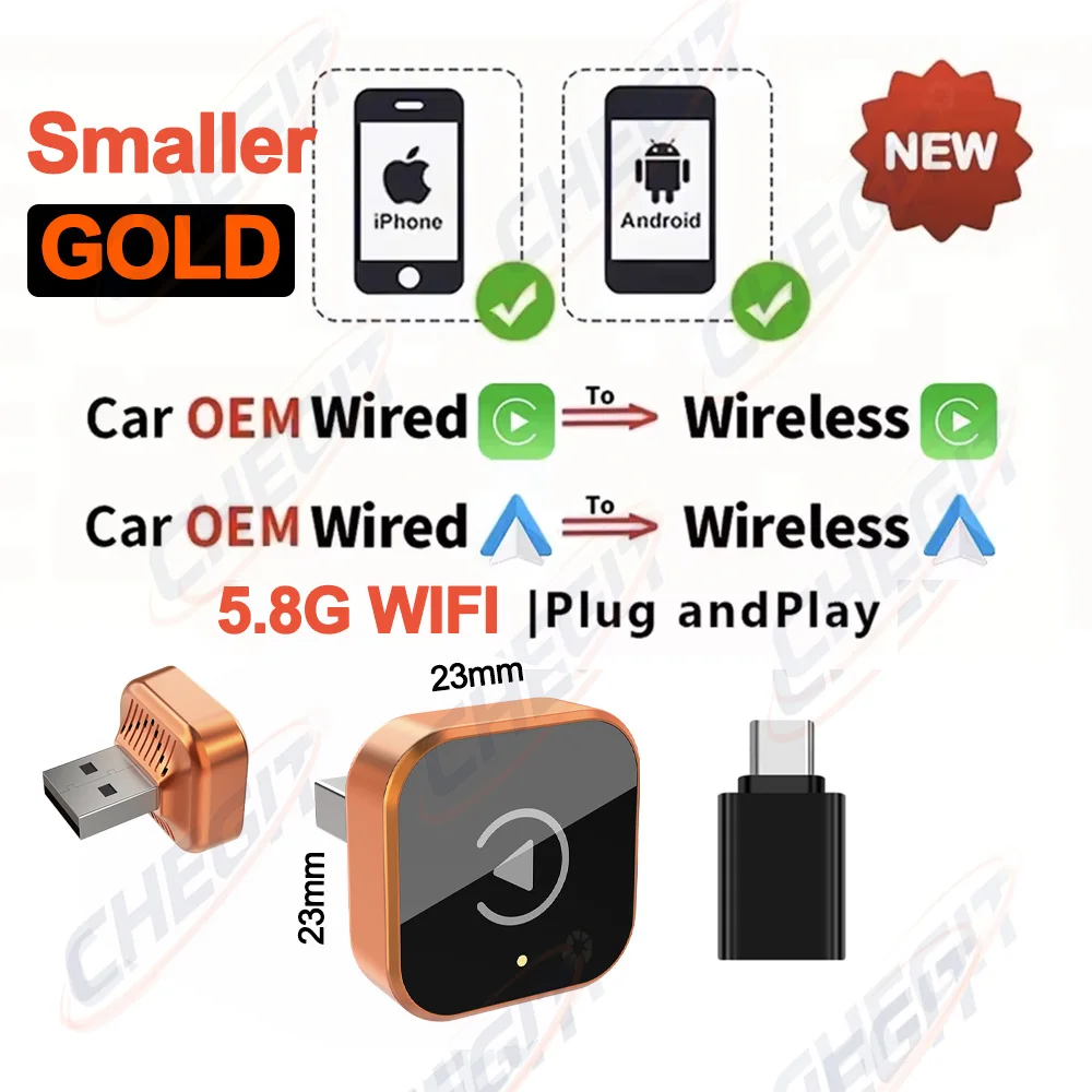 2026 NIEUWE Draadloze CarPlay Android Auto 2 IN1 Draadloze Adapter Smart Mini Box Plug En Play 5.8G WiFi Snelle verbinding Universele