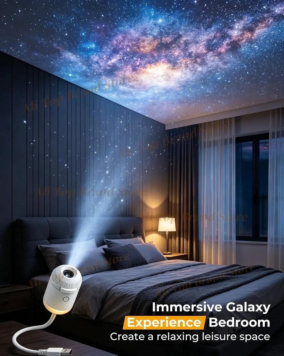 2-in-1 Galaxy Projector Night Light,3/6/12/24 Interchangeable Film Slides | Starry Sky Projector,Bedroom Ceiling Wall Room Decor