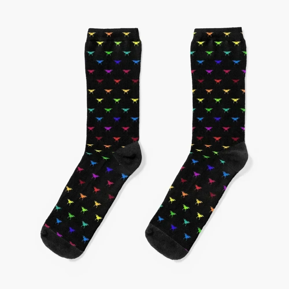 

Rainbow Drones Socks basketball Climbing Soccer winter thermal Socks Girl Men's