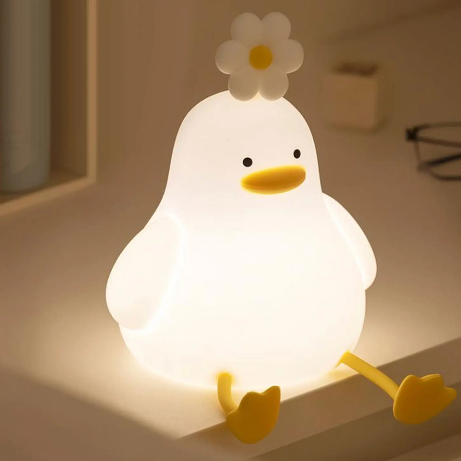 ZK40 lindo pato luz nocturna lámpara de noche de silicona 1200mAh recargable Animal luz nocturna regulable lámpara para niños para mesita de noche dormitorio