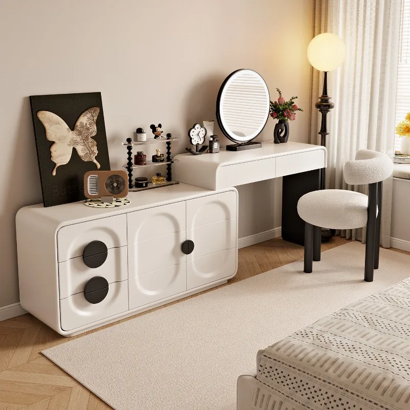 

Bedroom Europe Vanity Table Stool Wood Minimalist Mirror Nightstands Vanity Table White Modern Girls Schminktisch Furniture