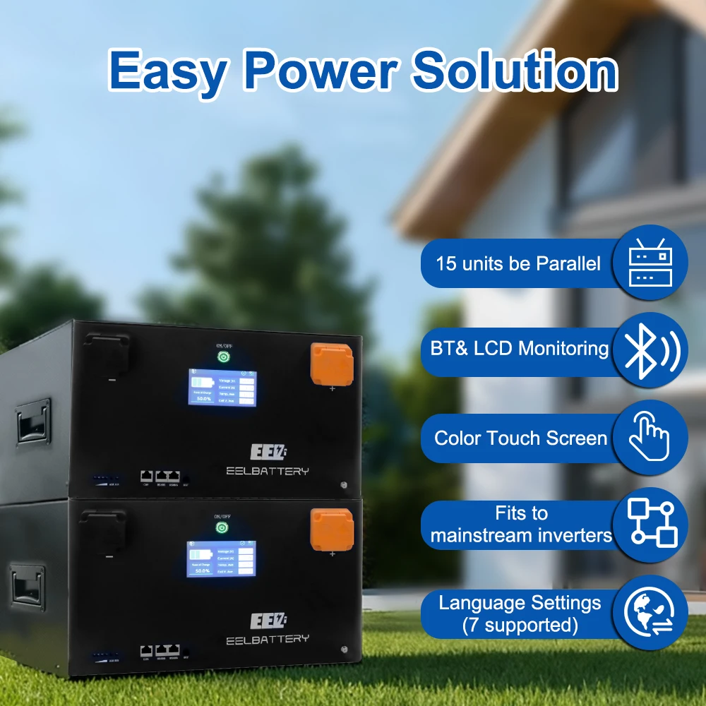 Poland Stock Newest Design 48V 51.2V 16S DIY Box with SEP 3.0 200A Bluetooth BMS and 4.3