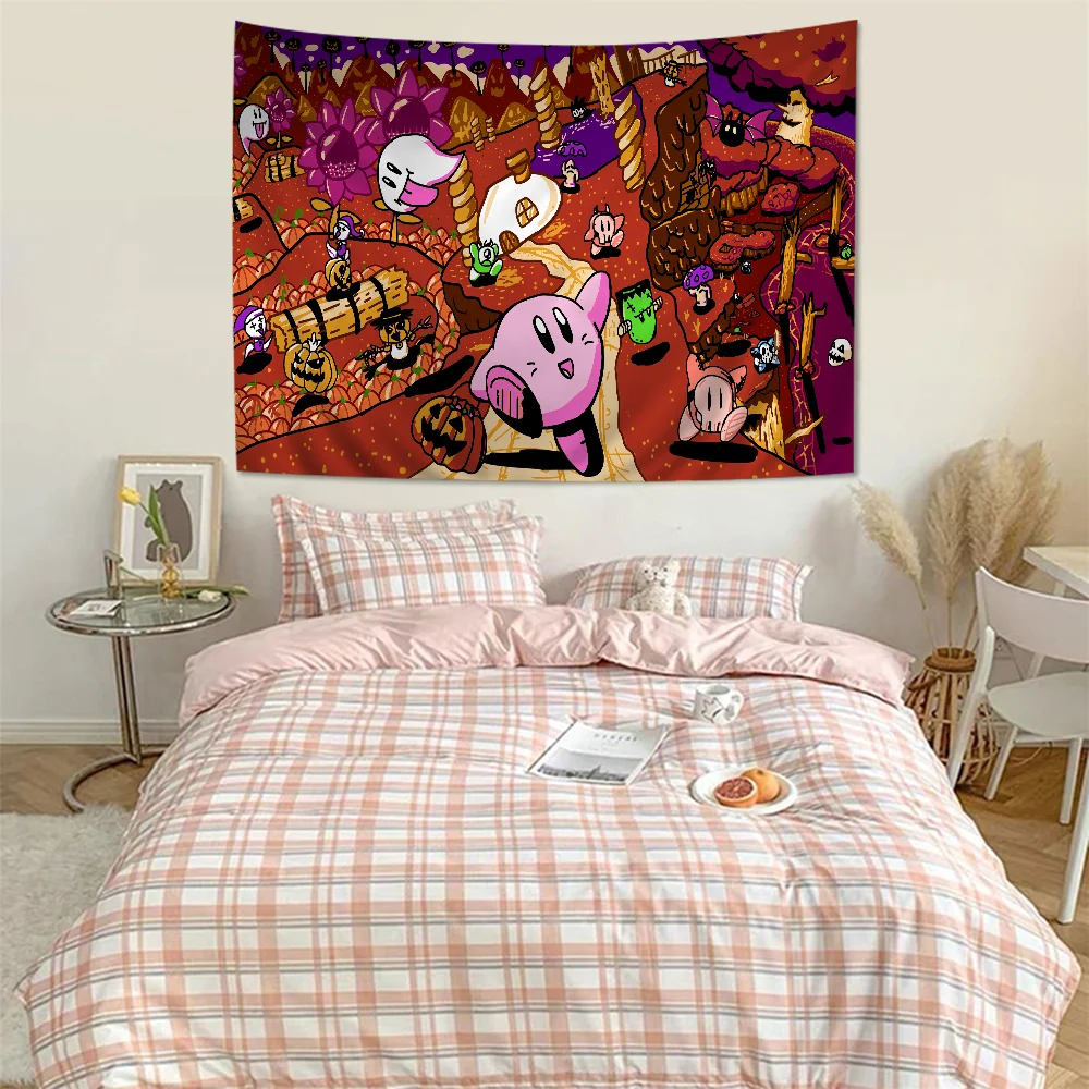 Cartoon Anime Kirbys Tapestry Art Printing Cheap Hippie Wall Hanging Bohemian Wall Tapestries Mandala Art Home Decor