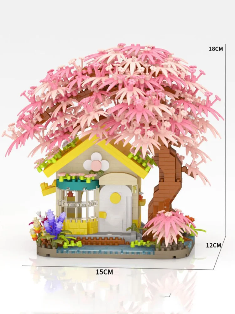 Creative Micro Diamond Block Wishing Tree Construction Building Brick Streetscape House Toys Figures Nanobricks For Kids Gifts