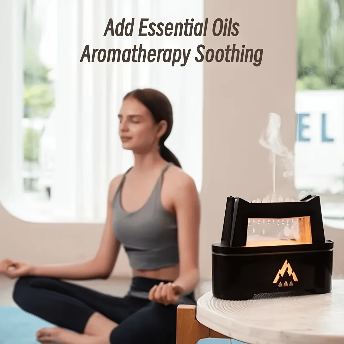 

Essential Oil Diffuser 10.14oz Dual Colors Mist Humidifier - Water Drop Sounds Flame & Blue Light Raindrop For Home Yoga