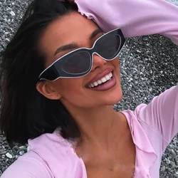 Luxury Cat Eye Sunglasses for Women Fashion Brand Sexy Cateye Sun Glasses Shades Vintage Black White Eyewear Big Frame Trendy