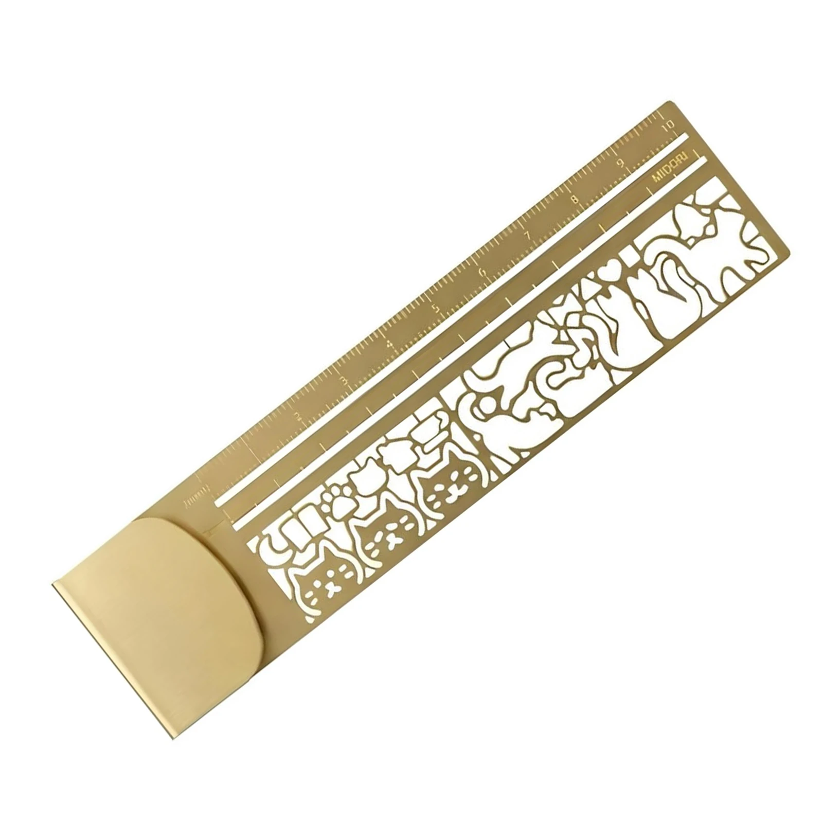 Hollow Cat Template Bookmark Ruler Brass 2 in 1 Metal Stencil for Journal Planner 10cm Cat Gift
