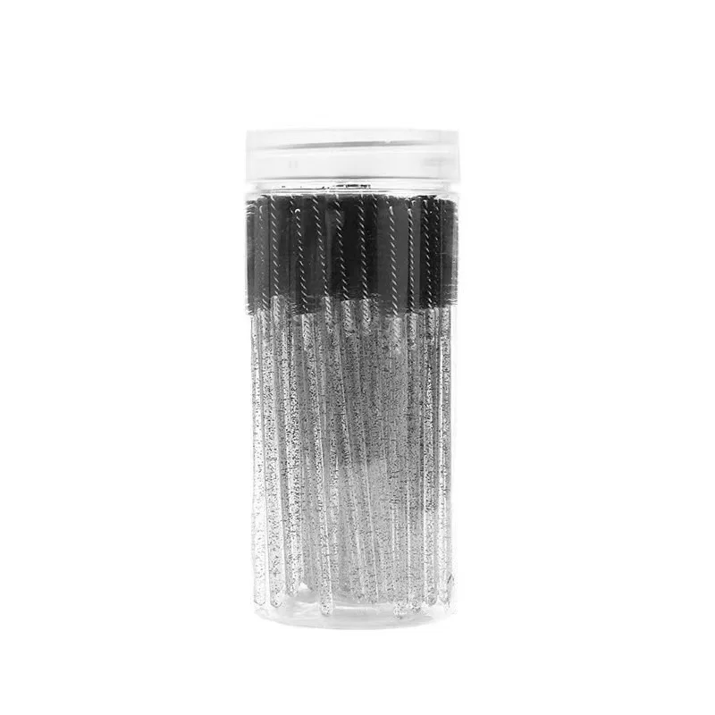 50/100Pcs Disposable Eyelash Extension Mascara Wand Glitter Micro Lash Brushes Spoolie With Container Case Bendable brush head