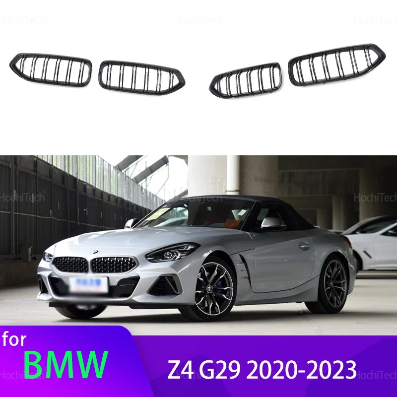 

Новый вид автомобильной решетки радиатора для BMW Z4 G29 Roadster M40i sDrive 25i 2020-2024, Глянцевая передняя решетка радиатора, 2 линии, двойная планка, Стайлинг автомобиля