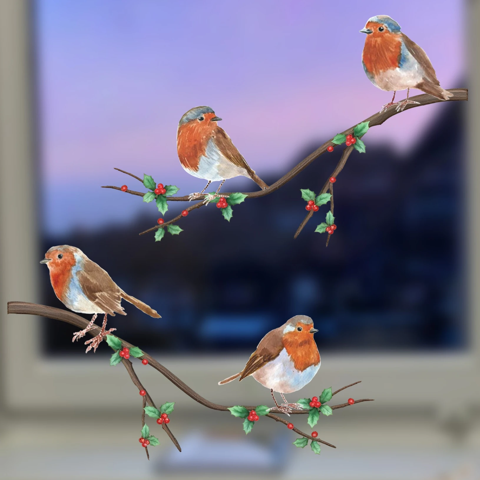 3 قطعة/ورقة فرع روبن نافذة الشارات ملصقات ذاتية اللصق DIY بها بنفسك غرفة المعيشة غرفة نوم حديقة مضحك الطيور ديكور مقاوم للماء