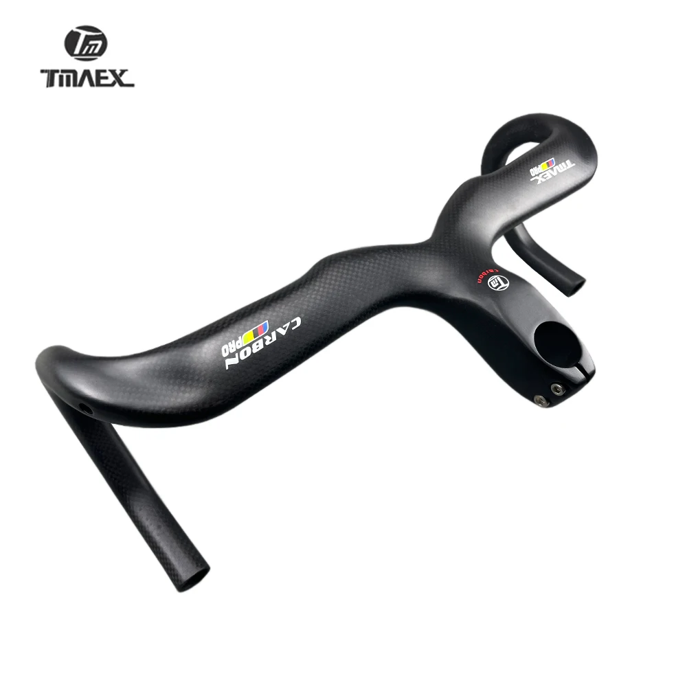 TMAEX-Bicycle Carbon Handlebar, Ultralight, Integrated Handlebar and Stem, Road Bike Parts, 3K Matte, Glossy