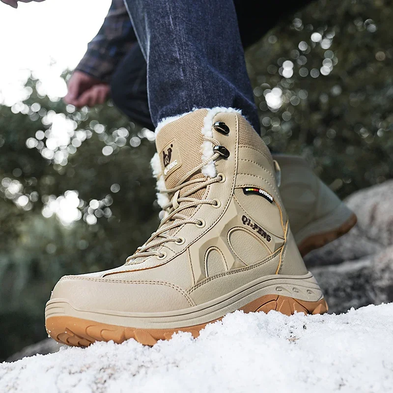 Nuovi stivali da uomo invernali caldi stivali da neve alti in peluche stivali da trekking da uomo impermeabili Sneakers da esterno da uomo stivaletti moda da lavoro