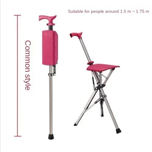 Folding Crutch Chair Elderly Hand Stool Light and Portable Delta  Can Sit Non-Slip Walking Stick