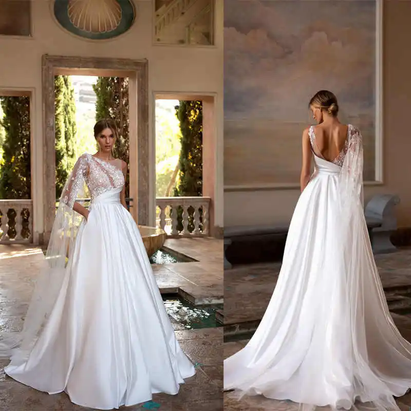 

Customized Elegant Wedding Dresses O-neck Backless Sleeveless Bride Gowns 3D-Flowers Lace Appliques Prom Vestido De Novia