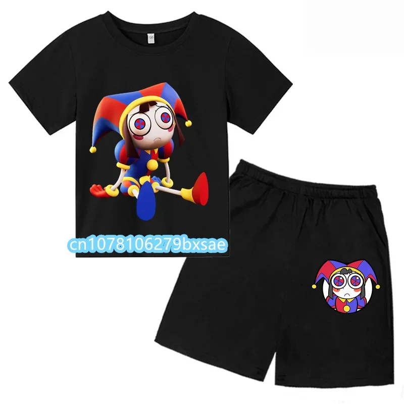 Camiseta de circo Digital para niño y niña, traje de dibujos animados personalizado, camiseta de manga corta, conjuntos de moda para niños y niñas, 2024