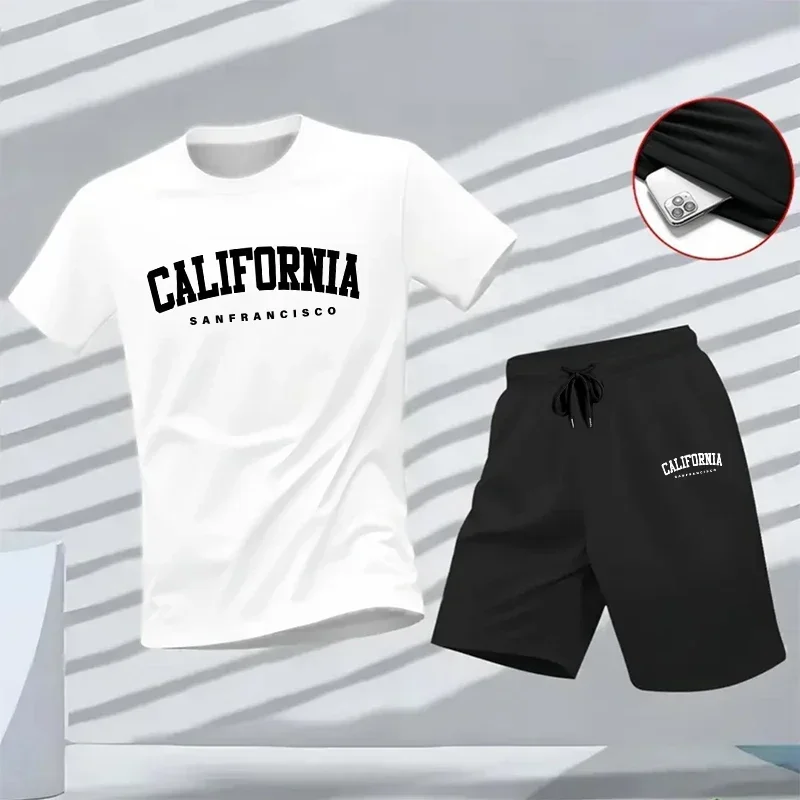 

Summer 2026 Two-piece Set Versatile Shorts-sleeved T-shirt and Sport Short Daily Men's Tracksuit Casual Quality Outdoors Jogging