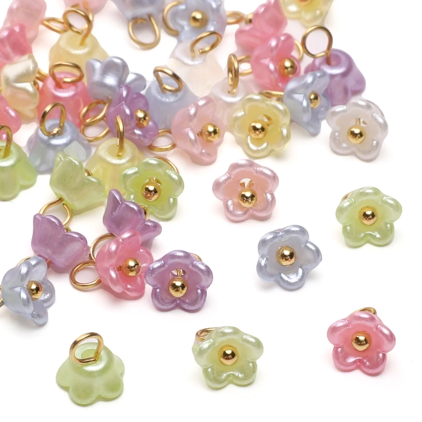 5pcs Colorful DIY jewelry accessories flower beads with holes flower holder bracelet necklace pendant braided accessories