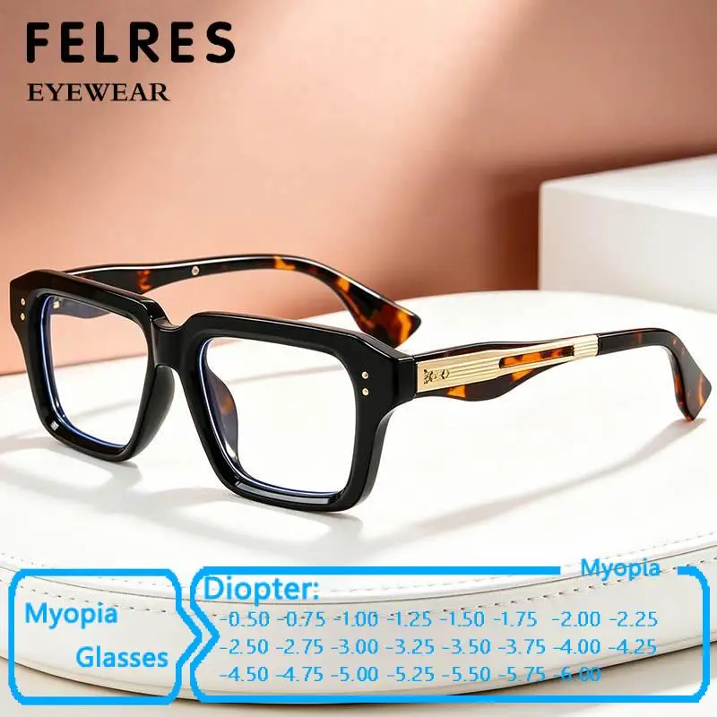 Retro Clear Anti Blue Light Myopia Glasses Men High Quality Driving Prescription Optical Nearsighted Eyewear Negative Diopter