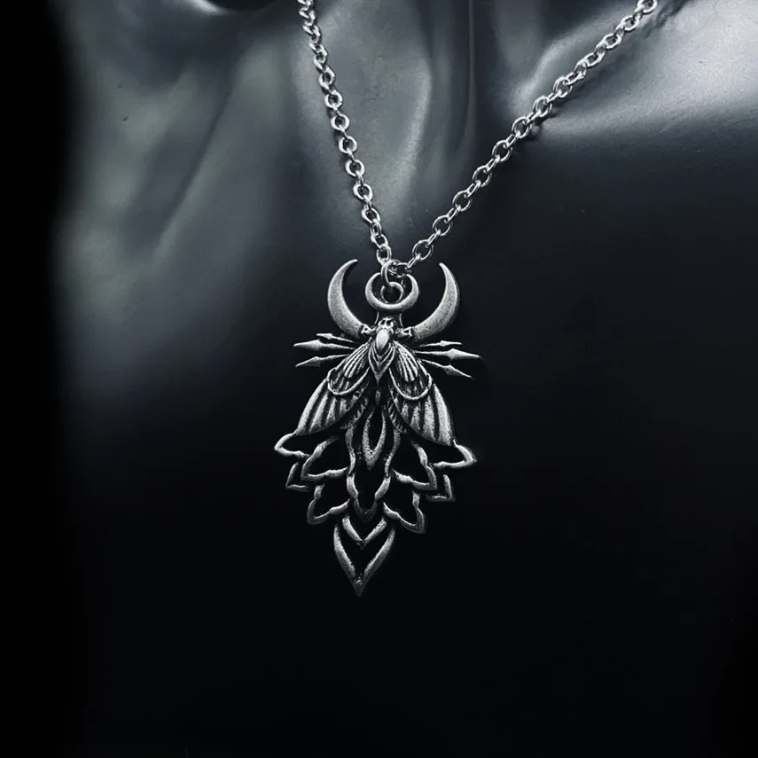 

Moon Moth necklace,Gothic jewelry,Witchcraft accessories,pagan,Vintage Moth,Mysterious, Insect, Funny, Moth Choker For Women Man