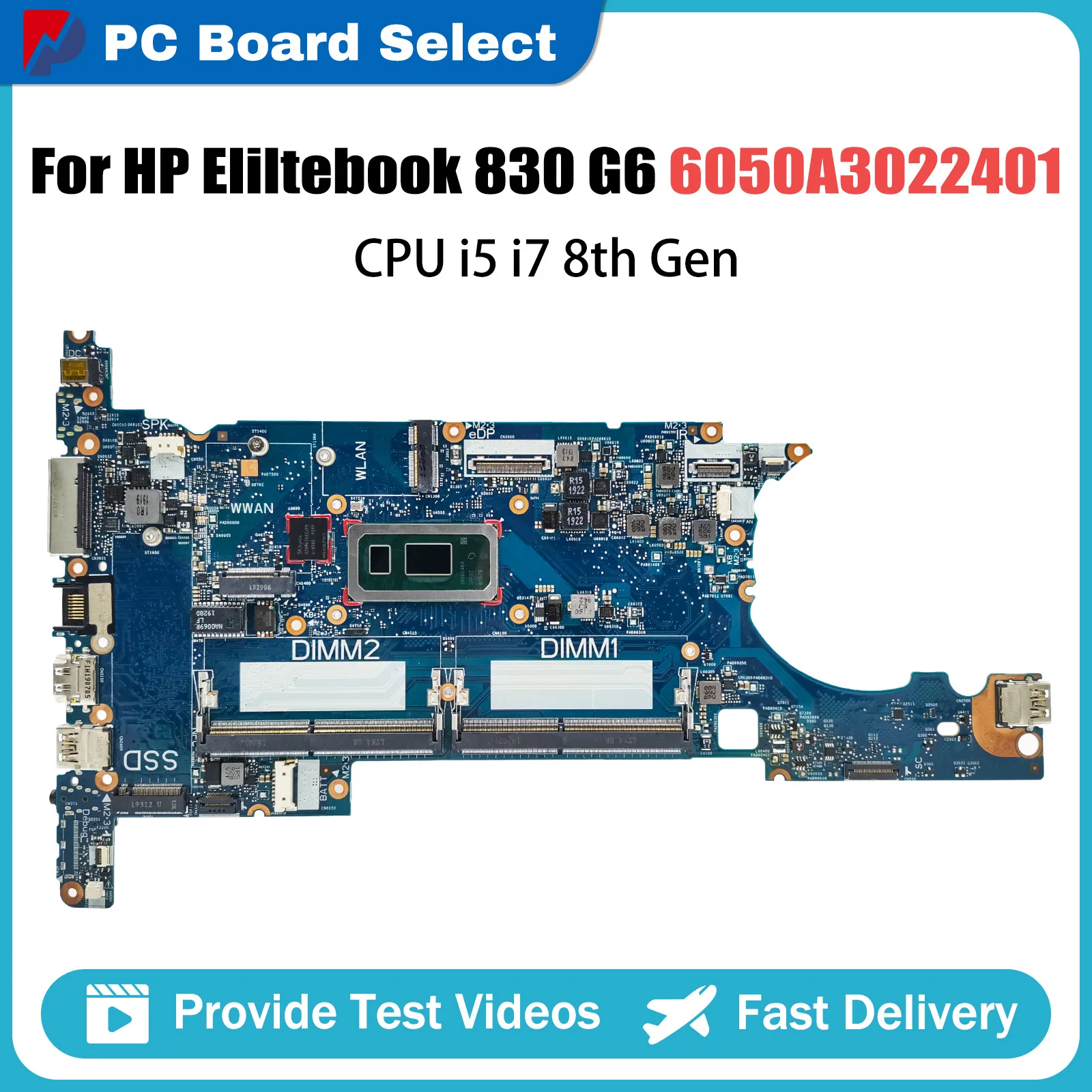 

Laptop Motherboard For HP Eliltebook 830 G6 L60635-601 L60637-601 L60634-601 Computer Mainboard i5 i7 8th CPU 6050A3022401