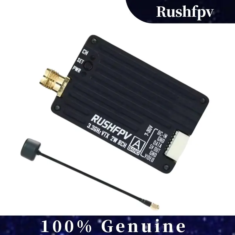 

RUSHFPV 2025 Новый 3,3 ГГц 2 Вт VTX с круговой поляризационной антенной SMA поддерживает протокол Tramp IRC для RC FPV дрона дальнего действия