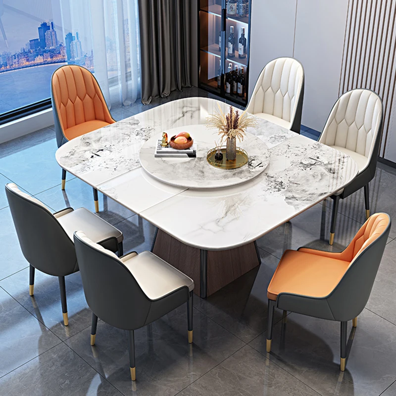 Nordic Luxury Dining Table Extendable Designer Extendable Salon Dining Table Round Italian Design Mesa Comedor Home Furniture