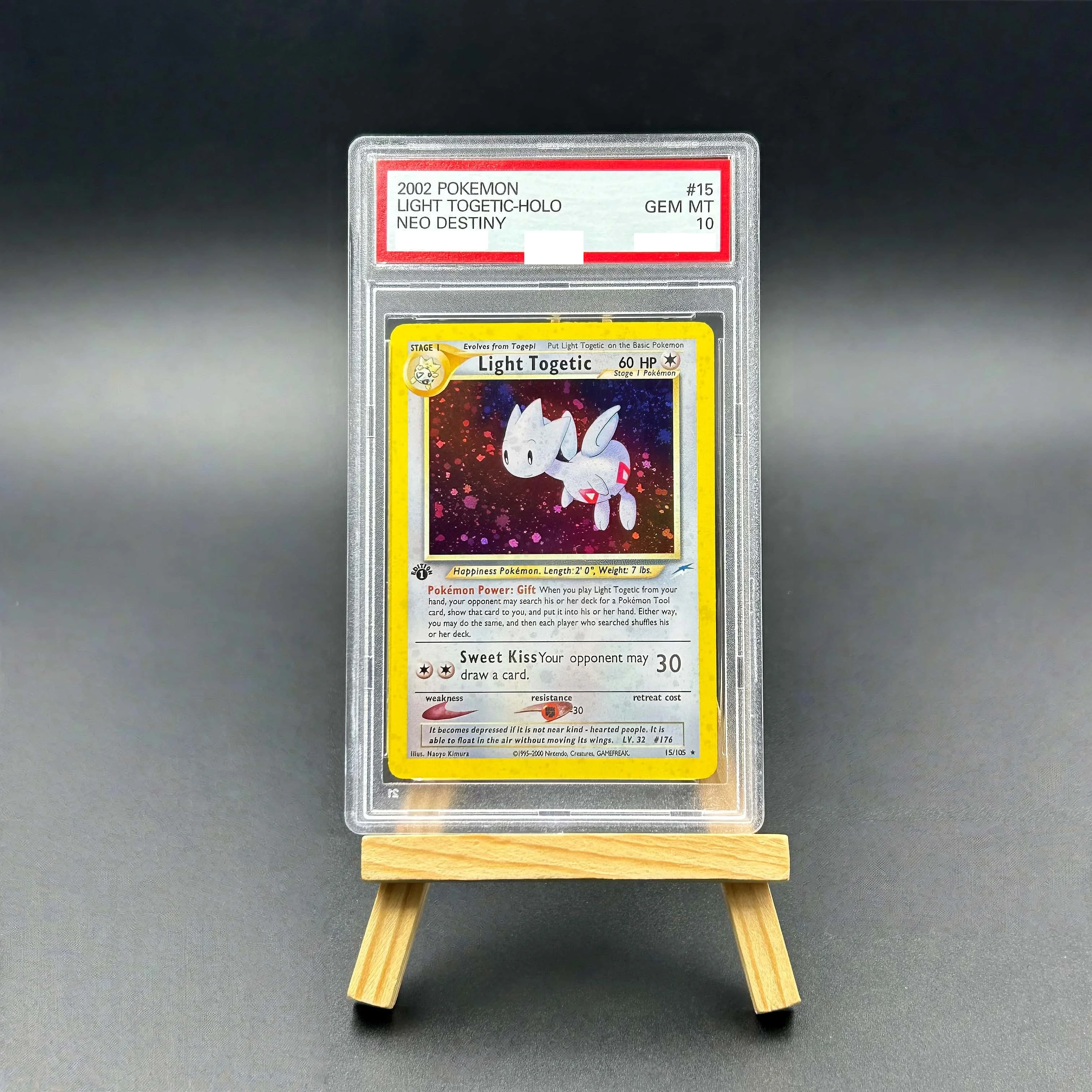 

2002 Pokemon Neo Destiny Light Togetic Holo Textured Card - 1st Edition Gem Mint 10 Collectible TCG