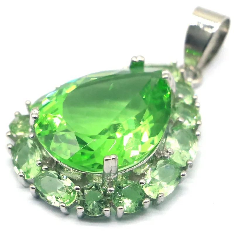 Ciondolo in argento STERLING massiccio 925 personalizzato 6g colorato bellissimo peridoto acquamarina Tsavorite granato tormalina rosa per donna