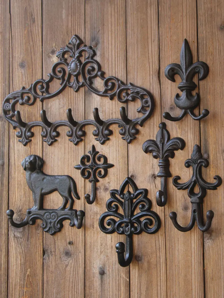 1pcs European Style Retro Cast Iron Hooks Outdoor Creative Decoration Clothes Hooks for Courtyard Gardens Wall Clothes Key Hooks