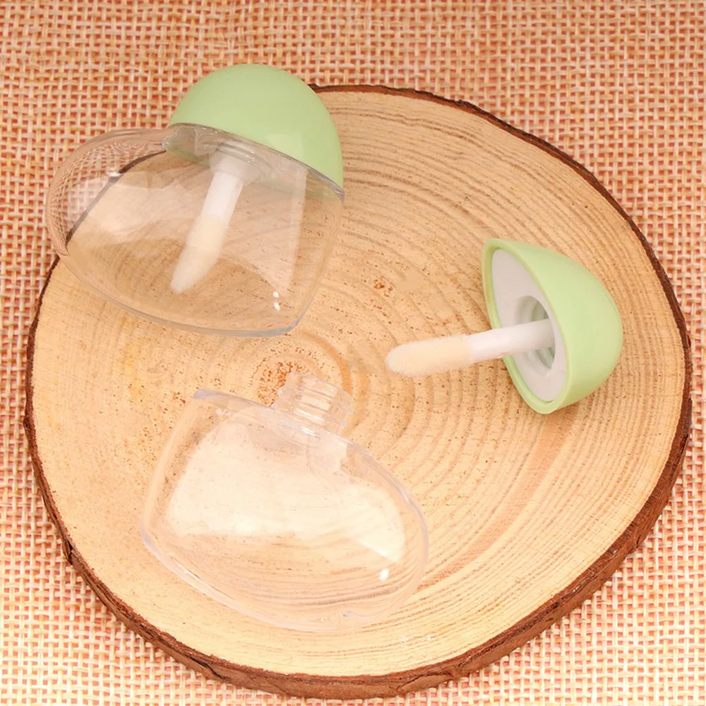 Lovely Heart Lip Oil Tube Clear Plastic Wand Dispenser Refillable Makeup Container Compact Travel Liquid Cosmetic Flask