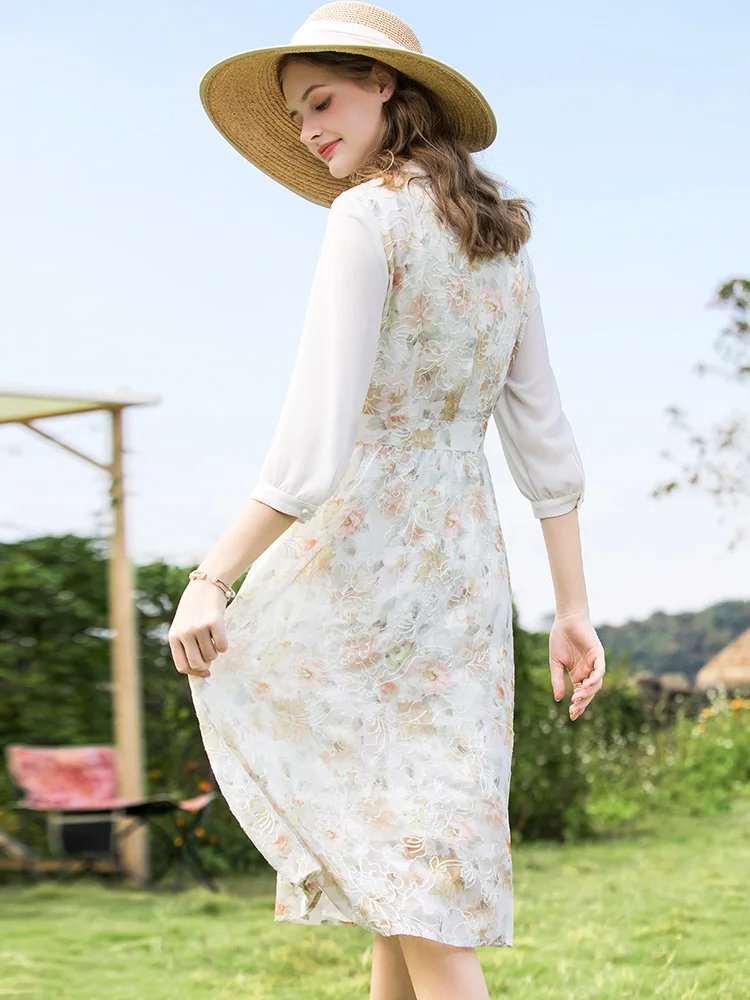 I BELIEVE YOU Dresses For Women 2024 Temperament French Chiffon Embroidery Dress Slim A Line Chic Women's Beach Dress 2221094269