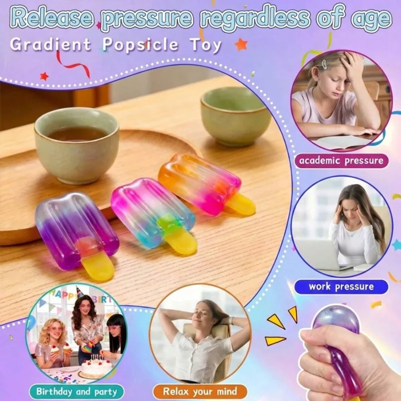 NEEDOH 1/2 Stück Sommer-Eiscreme Fidget Squishy TPR Quetsch-Sensorik-Stressabbau-Spielzeug Urlaub Muttertag Kinder Party Geschenk – Detail 8