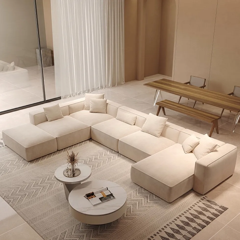 Velvet Fabric Canape Salon Modern Sofa L Shape  Lounge Corner Sofa Couch Modular Sectional Sofa