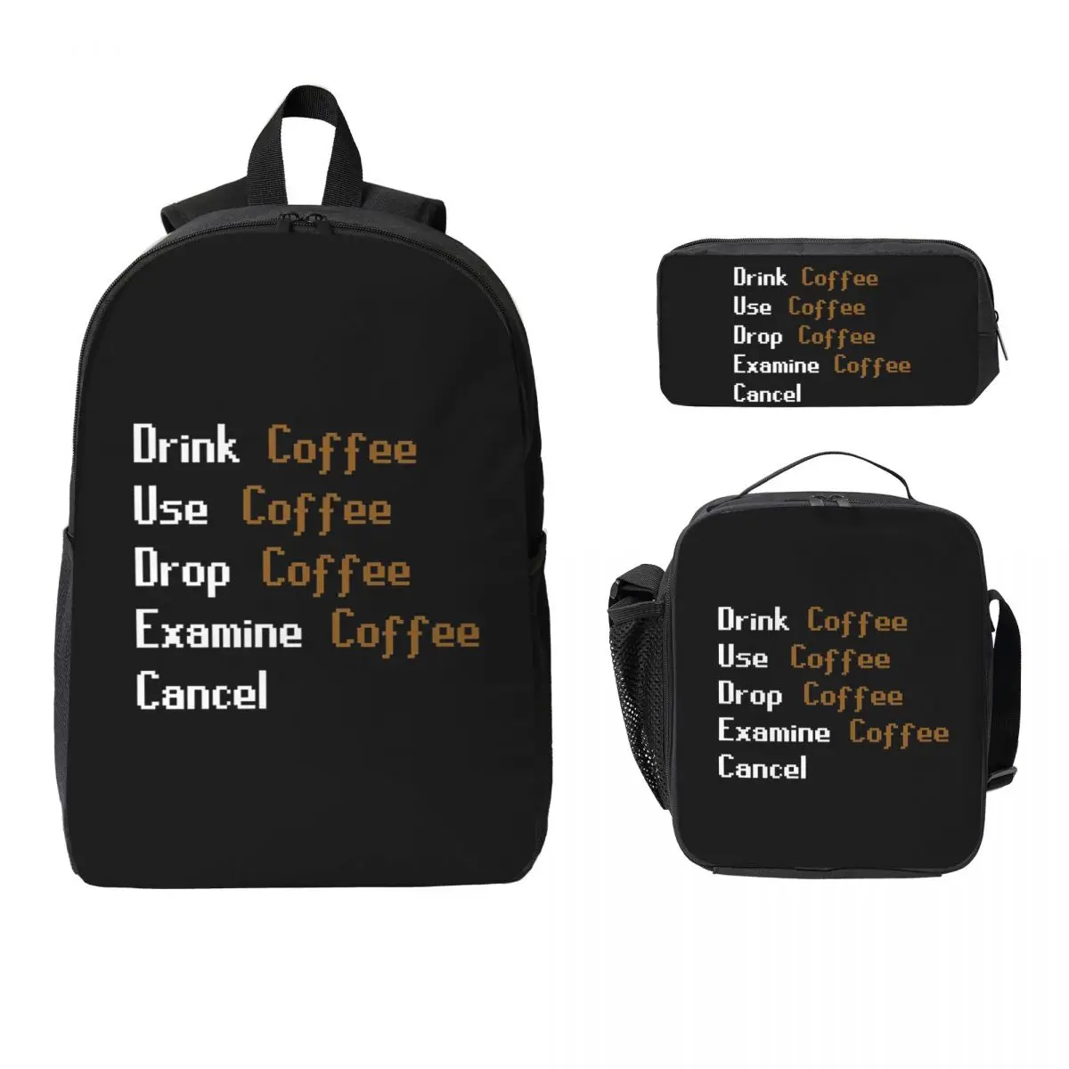 

Рюкзак с кружкой Runescape, студенческая сумка для книг для мальчиков и девочек, школьная сумка, компьютерные сумки на плечо, 3 шт., изолированная сумка для обеда, пенал