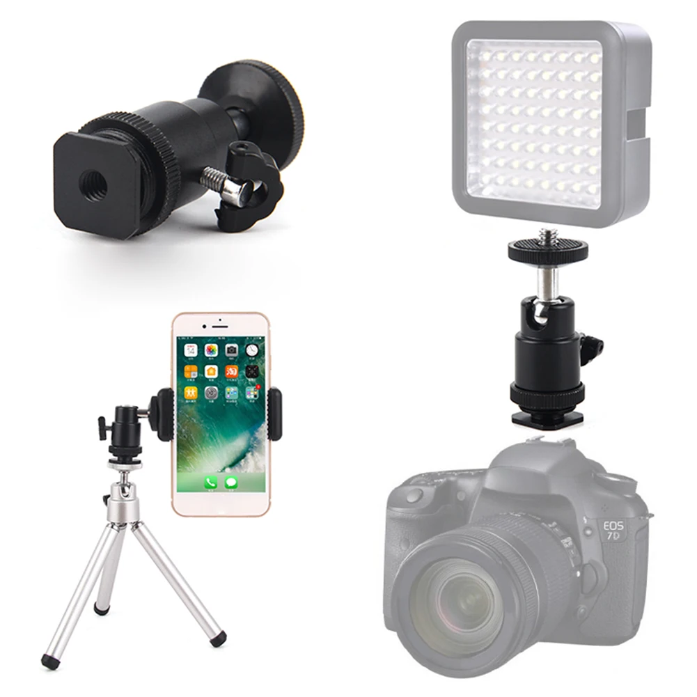 Адаптер для горячего башмака с шаровой головкой, штатив, классические цвета и простой прочный дизайн, держатель с зажимом для телефона, винт 1/4 для камеры