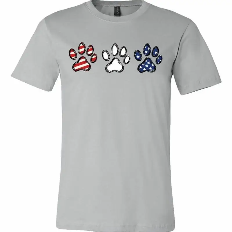 

Patriotic Paw Print with Stars Stripes Adult Jersey T shirt