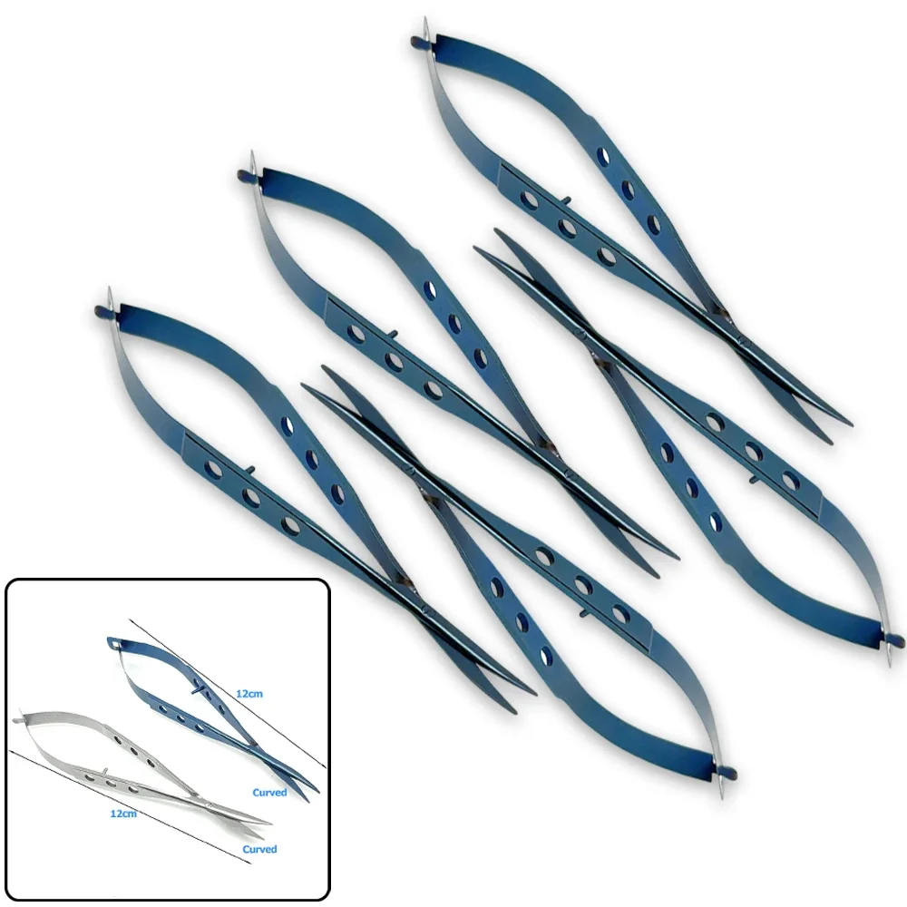 

5 Pcs Titanium Coated Conjunctival Scissors Blunt Curved Tip Ophthalmic Stainless Steel for Delicate Tissue Dissection
