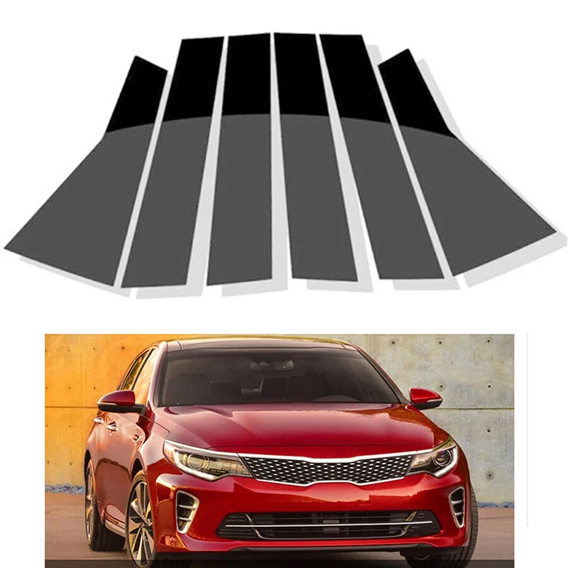 Fit For KIA Optima K5 2016 2017 2018 2019 Glossy Black Pillar Posts Door Window Trim  BC Column Cover Accessories