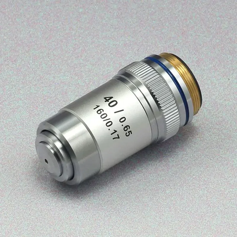 Biological Microscope Achromatic Objective Lens 4X 10X 20X 40X 60X 100X(oil) RMS 20.3mm Thread Silver Shell