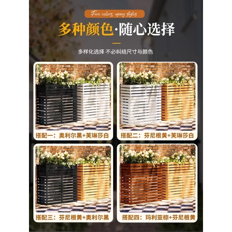 Outdoor anticorrosive wood balcony air conditioner external unit rack host protective cover screen wall panel decorative outdoor