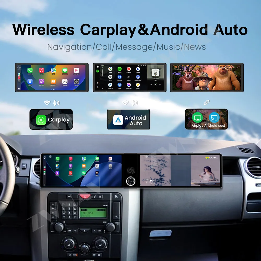 Dual Screen 12.3inch Qualcomm For Land Rover Discovery 3 2004-2009 Android 13 Car Radio Multimedia Player GPS Navigation