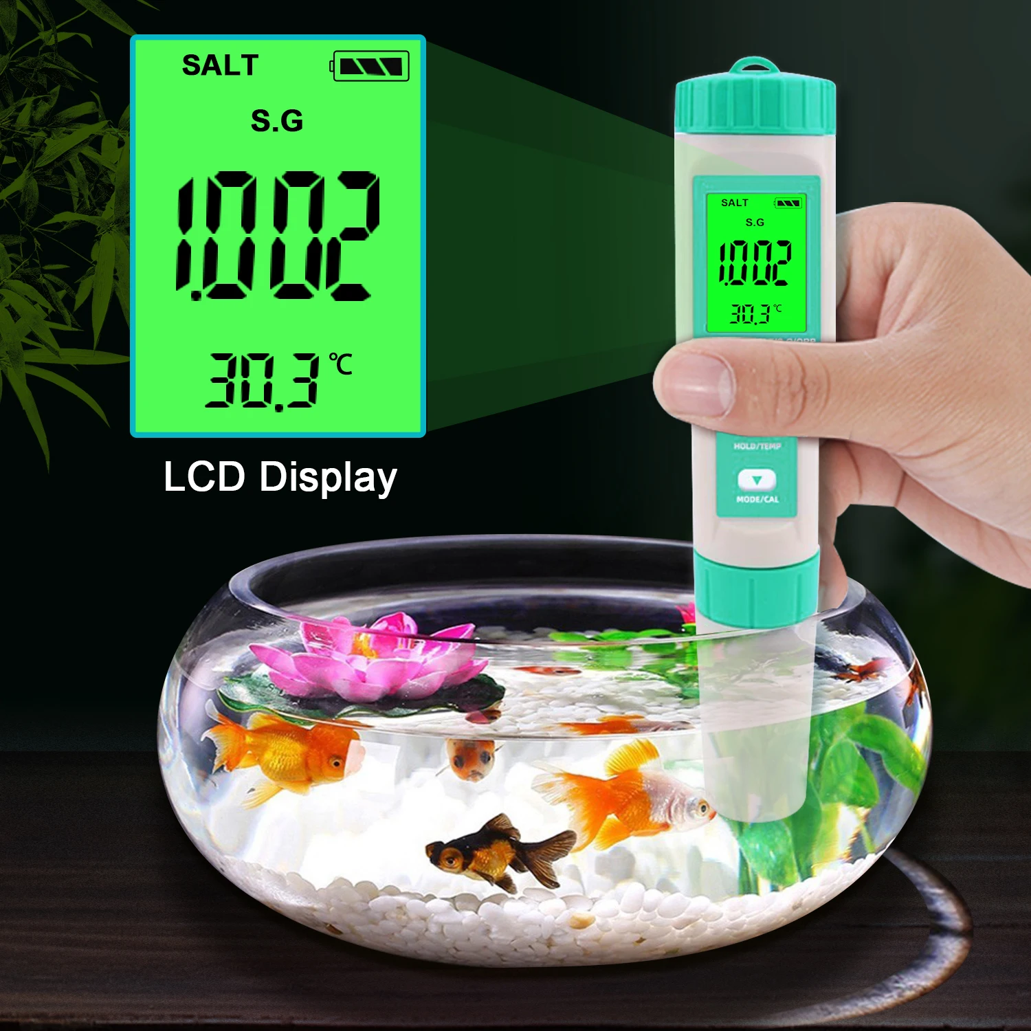 6 in 1 Water Quality Monitor Tester For PH Meter TDS EC ORP Salinity S. G Temperature For Pools, Drinking Water, Aquariums C600